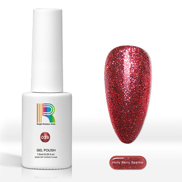 Holly Berry Sparkle - Matallic Glitter gel nail polish 7.5ml