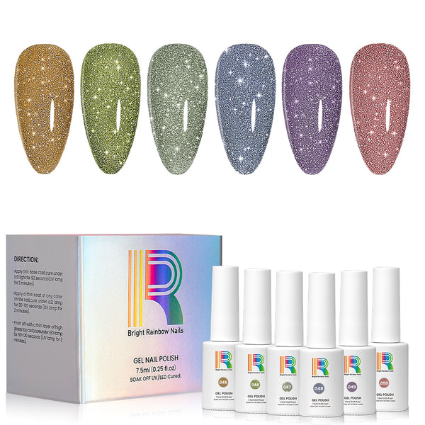 Enchanted Blooms - Glitter Gel Nail Polish 6 Colors Set 7.5ml