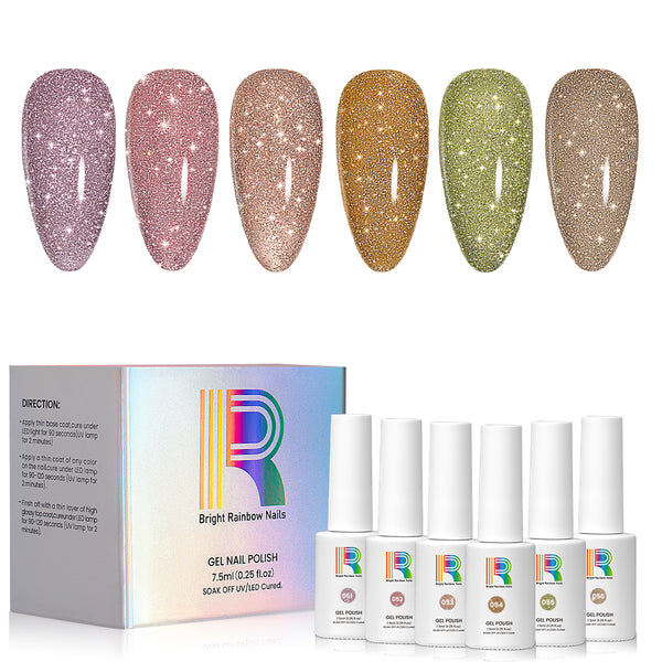 Sunlit Radiance - Glitter Gel Nail Polish 6 Colors Set 7.5ml