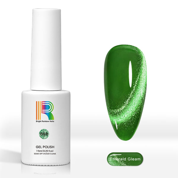 Emerald Gleam - Glitter Shiny Cat Eye Nail Gel Polish 7.5ml