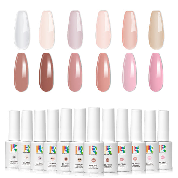 Classic Nude Pink Shades  Gel Nail Polish 12 Colors Set 7.5ml