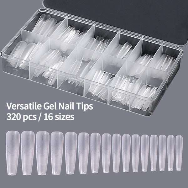 Versatile Gel Nail Tips – 320pcs Full Cover Tips (16 Sizes)