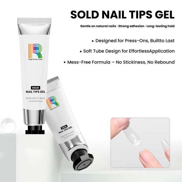 Solid Nail Tips Gel – Non-Sticky Press-On Adhesive (15ml)