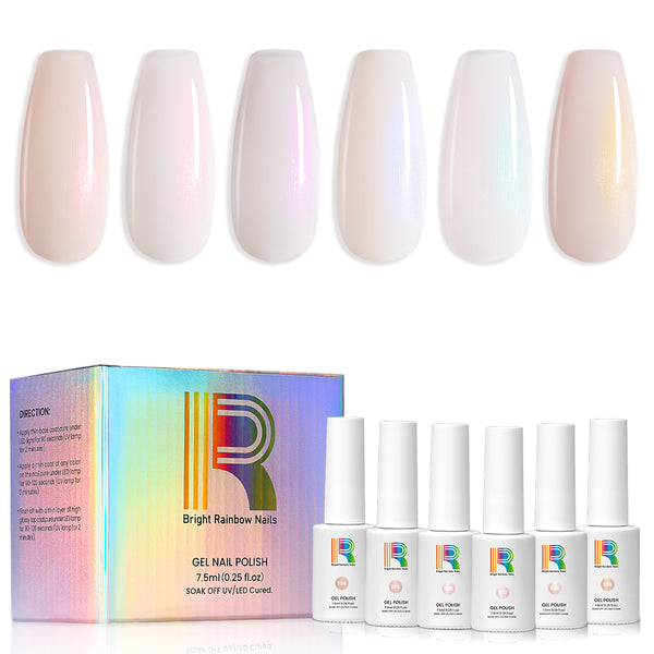 Aurora Nude Glow – 6 Sheer Aurora Shades Gel Polish Set 7.5ml