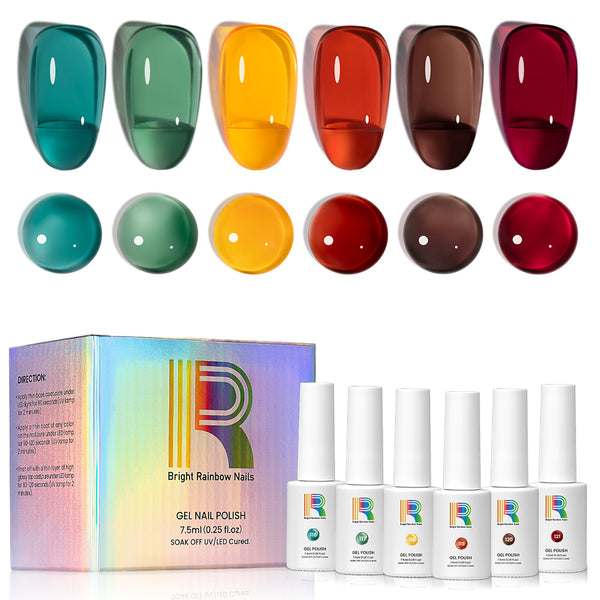 Twilight Harvest- Sheer Autumn Tones Jelly Gel Polish  Set 6 Colors 7.5ml