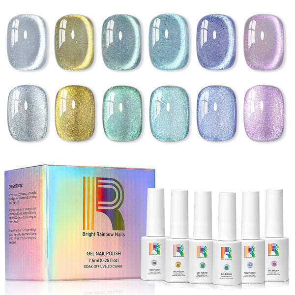 Dreamscape - Glitter Shiny Cat eye Gel Nail Polish 6 Colors Set 7.5ml