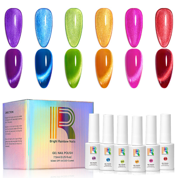 Summer Sparkle Carnival -  9D Neon Cat Eye Gel Polish 6 Colors Set 7.5ml